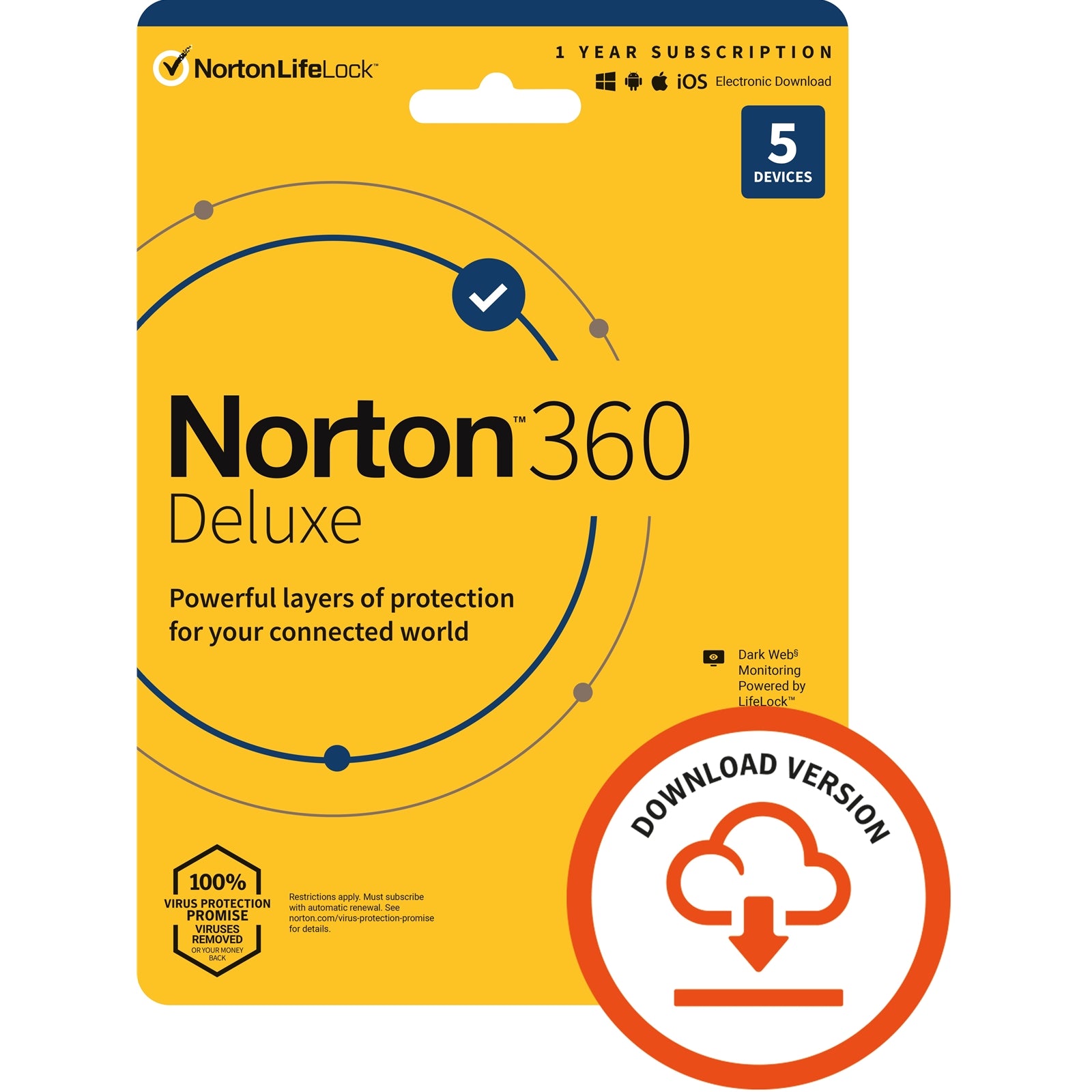 Norton 360 Deluxe 2022, Antivirus Software for 5 Devices, 1-year Subscription, Includes Secure VPN, Password Manager and 50GB of Cloud Storage, PC/Mac/iOS/Android, Activation Code by email - ESD Norton 360 Deluxe 2022, Antivirus Software for 5 Devices, 1-year Subscription, Includes Secure VPN, Password Manager and 50GB of Cloud Storage, PC/Mac/iOS/Android, Activation Code by email - ESD